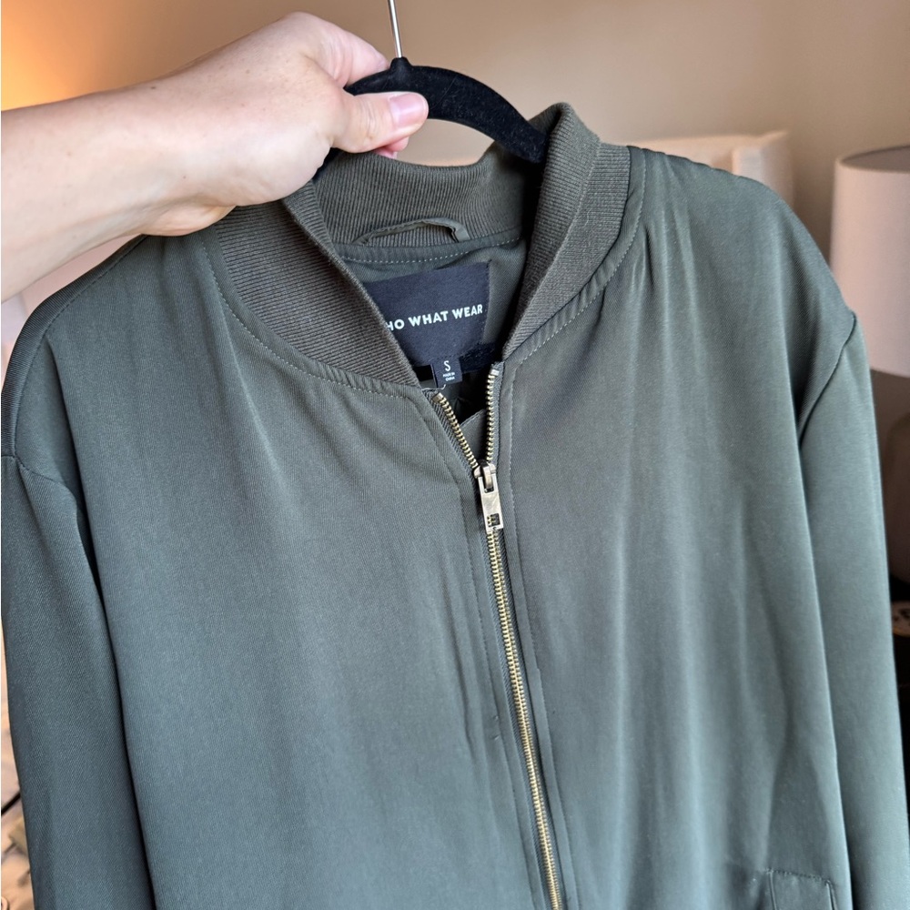 Who What Wear Khaki Zip-Up Bomber Jacket